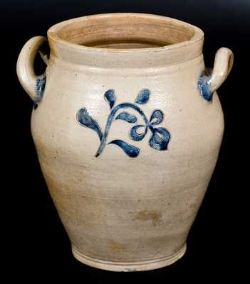 Stoneware Jar w/ Incised and Brushed Floral Decoration, Manhattan, circa 1800