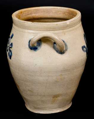 Stoneware Jar w/ Incised and Brushed Floral Decoration, Manhattan, circa 1800