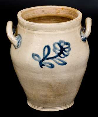 Stoneware Jar w/ Incised and Brushed Floral Decoration, Manhattan, circa 1800