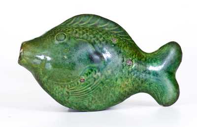 Very Fine Moravian Redware Fish Bottle, Salem, NC, early 19th century