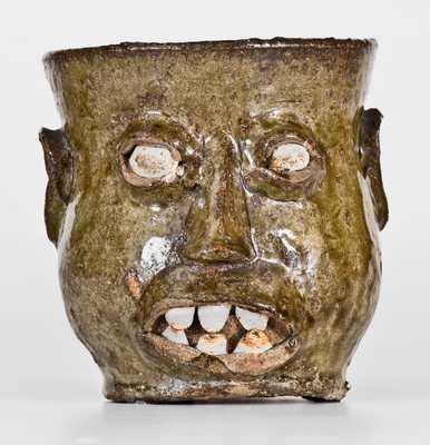 Extremely Rare and Important Edgefield, South Carolina, Stoneware Face Cup