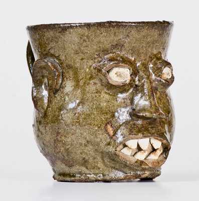 Extremely Rare and Important Edgefield, South Carolina, Stoneware Face Cup