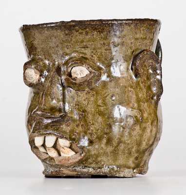 Extremely Rare and Important Edgefield, South Carolina, Stoneware Face Cup