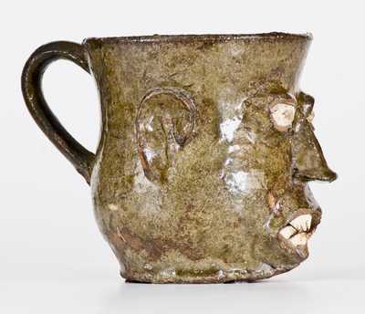 Extremely Rare and Important Edgefield, South Carolina, Stoneware Face Cup