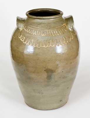 Fine Large-Sized CHANDLER / MAKER (Edgefield District, SC) Stoneware Jar w/ Slip Decoration