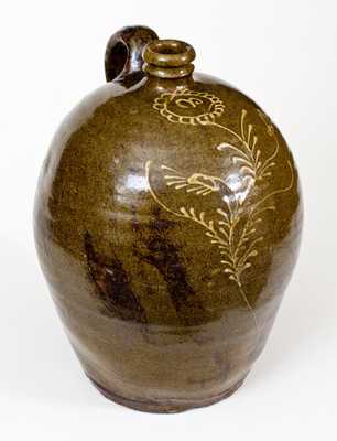 Very Fine 3 Gal. Edgefield, SC Stoneware Jug w/ Slip Decoration, att. Collin Rhodes, Shaw s Creek