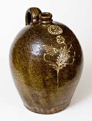 Very Fine 2 Gal. Edgefield, SC Stoneware Jug w/ Slip Decoration, att. Collin Rhodes, Shaw's Creek