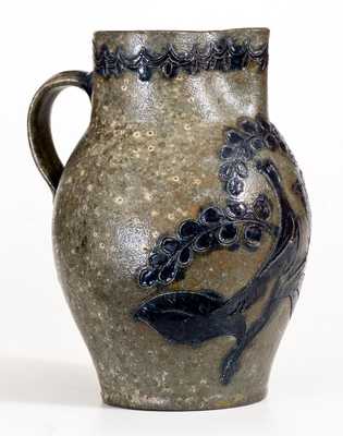 Exceptional Virginia Stoneware Incised Bird Pitcher, probably John Schermerhorn, Richmond, c1815