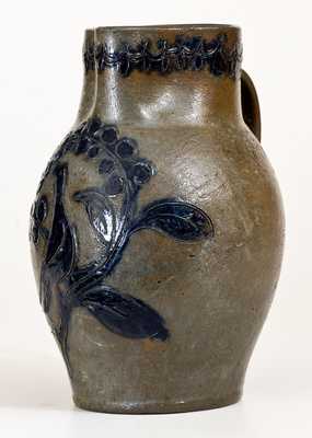 Exceptional Virginia Stoneware Incised Bird Pitcher, probably John Schermerhorn, Richmond, c1815