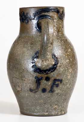 Exceptional Virginia Stoneware Incised Bird Pitcher, probably John Schermerhorn, Richmond, c1815