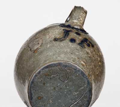 Exceptional Virginia Stoneware Incised Bird Pitcher, probably John Schermerhorn, Richmond, c1815