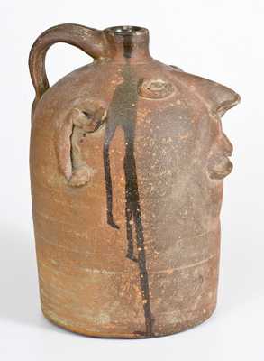 Rare Stoneware Face Jug, attributed to the Brown Family, Atlanta, Georgia, early 20th century