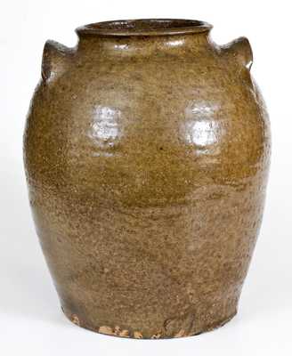 Four-Gallon Alkaline-Glazed Stoneware Jar, Edgefield District, SC origin, circa 1845