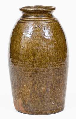 James Franklin Seagle, Vale, Lincoln County, NC Alkaline-Glazed Stoneware Jar, Stamped 