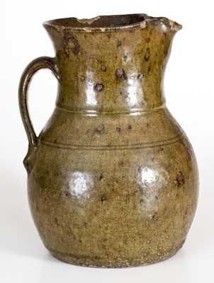 One-Gallon Alkaline-Glazed Stoneware Pitcher, Crawford County, GA origin, mid 19th century