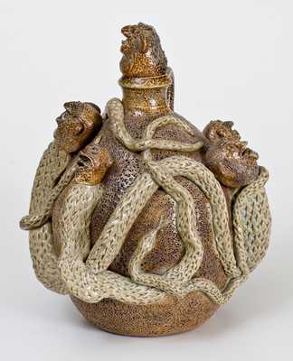 Modern Salt-Glazed Stoneware Temperance Jug, Signed