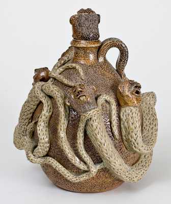 Modern Salt-Glazed Stoneware Temperance Jug, Signed