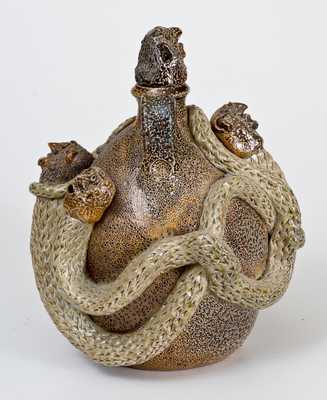 Modern Salt-Glazed Stoneware Temperance Jug, Signed