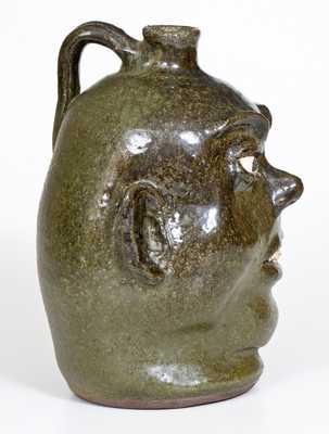 Lanier Meaders Stoneware Face Jug with Rock Teeth, Cleveland, Georgia origin, circa 1975