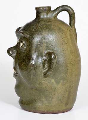 Lanier Meaders Stoneware Face Jug with Rock Teeth, Cleveland, Georgia origin, circa 1975