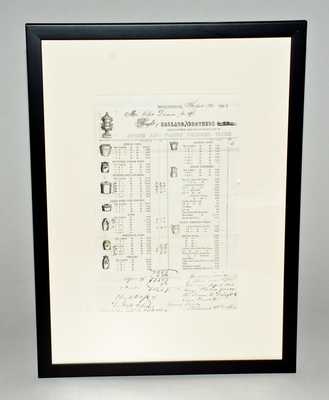 Framed Ballard & Brothers, Burlington, VT Stoneware Price List, Dated Sept. 20, 1853