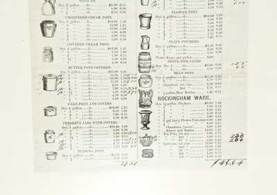 Framed O.L. & A.K. Ballard, Burlington, VT Stoneware Price List, Dated March 1866