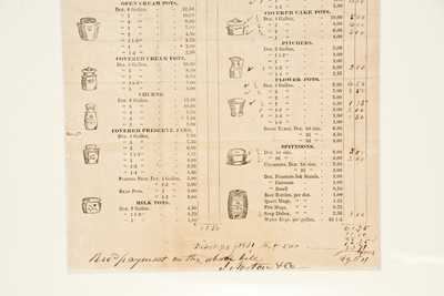 Framed J. Norton & Co, Bennington, VT, Stoneware Price List, July 2, 1860