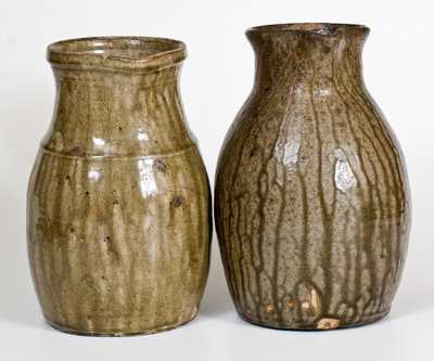 Two Alkaline-Glazed Stoneware Pitchers, Crawford County, GA origin, second half 19th century