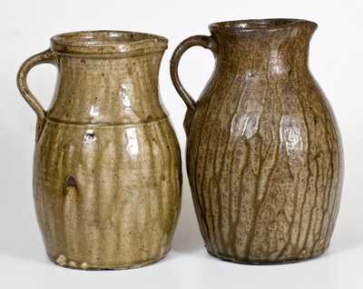 Two Alkaline-Glazed Stoneware Pitchers, Crawford County, GA origin, second half 19th century