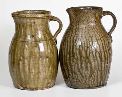 Two Alkaline-Glazed Stoneware Pitchers, Crawford County, GA origin, second half 19th century
