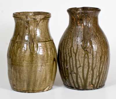 Two Alkaline-Glazed Stoneware Pitchers, Crawford County, GA origin, second half 19th century