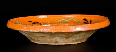 Exceptional North Carolina Moravian Redware Dish, 1780-1810