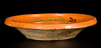 Exceptional North Carolina Moravian Redware Dish, 1780-1810