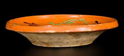 Exceptional North Carolina Moravian Redware Dish, 1780-1810