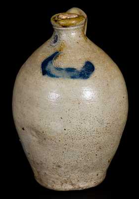 1/4 Gal. C. CROLIUS / MANUFACTURER / NEW-YORK Stoneware Jug w/ Cobalt Decoration