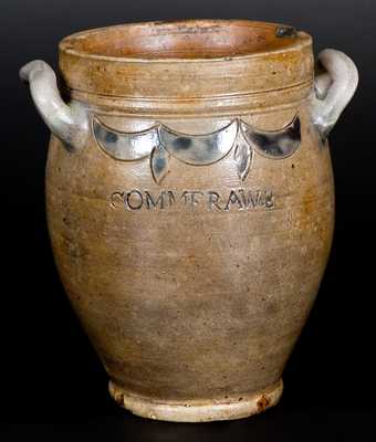 Unusual COMMERAWS / STONEWARE Jar with Impressed Decoration, Manhattan, c1810