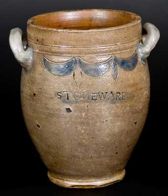 Unusual COMMERAWS / STONEWARE Jar with Impressed Decoration, Manhattan, c1810