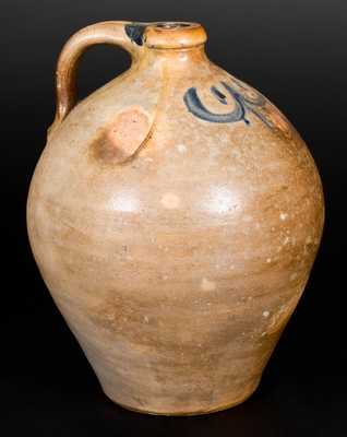Ovoid Stoneware Jug with Cobalt Decoration, New Jersey, possibly J. Eaton, South River