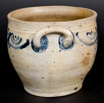 3 Gal. Bowl-Shaped Stoneware Jar with Brushed Decoration, Manhattan, early 19th century