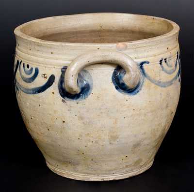 3 Gal. Bowl-Shaped Stoneware Jar with Brushed Decoration, Manhattan, early 19th century