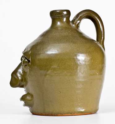 Fine Early Lanier Meaders Stoneware Face Jug Signed "L M" on Underside