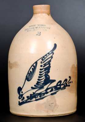 NEW YORK STONEWARE CO. / FORT EDWARD, NY Stoneware Jug w/ Pecking Chicken Design