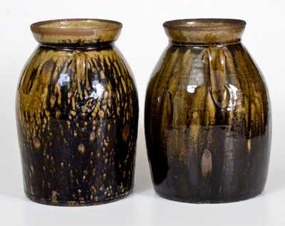 Two Double-Handled Crawford County, GA Stoneware Jars w/ Alkaline Glaze