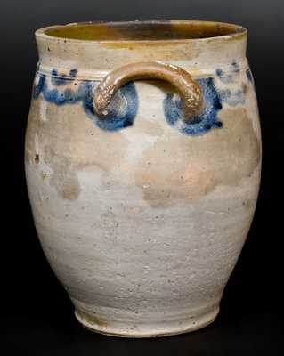 C. CROLIUS / MANUFACTURER / NEW YORK Stoneware Jar with Brushed Decoration