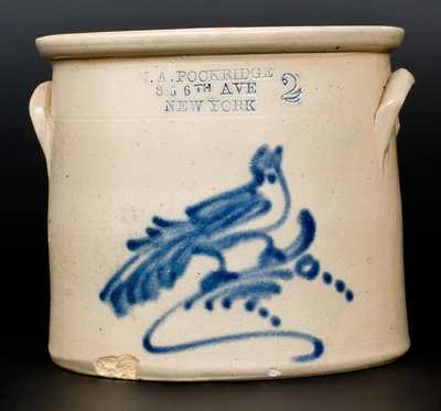 Stoneware Crock with Bird Decoration and NEW YORK CITY Advertising