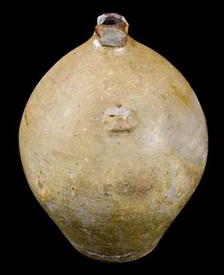 Very Unusual T. DURELL (Trumbull County, OH) Stoneware Jug w/ Incised Owl Decoration