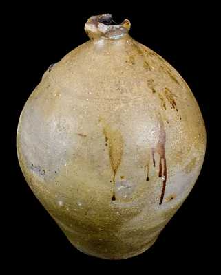 Very Unusual T. DURELL (Trumbull County, OH) Stoneware Jug w/ Incised Owl Decoration