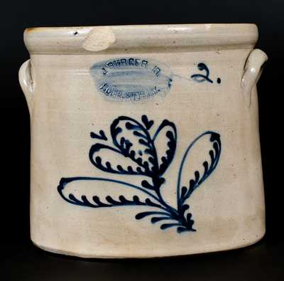 2 Gal. J. BURGER, JR. / ROCHESTER, NY Stoneware Crock with Slip-Trailed Floral Decoration