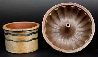 Lot of Two: Western PA Stoneware Butter Crock and Unusual Western PA Stoneware Cake Mold