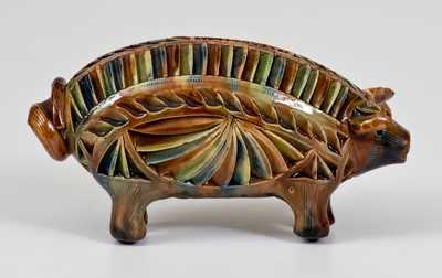 Unusual FAIRLAWN, NEW JERSEY Redware Pig Bank, Scottish Origin